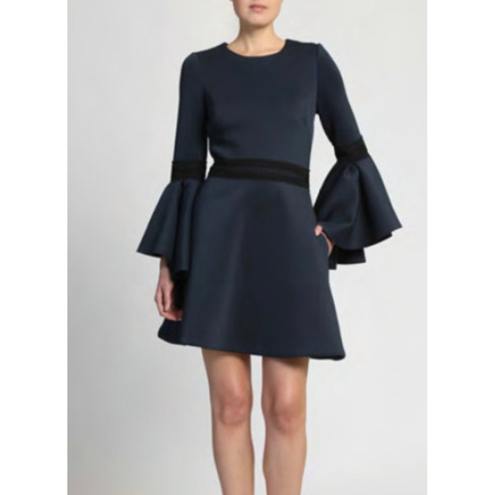 New Nwt women's designer Badgley Mischka trumpet slv cocktail mini dress size 0